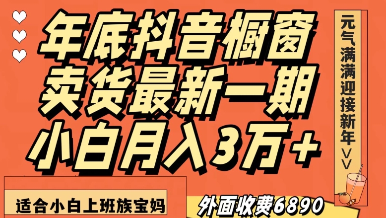 外面收费6890元年底抖音橱窗卖货最新一期，小白月入3万，适合小白上班族宝妈【揭秘】-副业宝典
