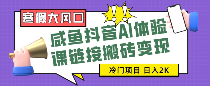 寒假大风口咸鱼抖音AI体验课链接搬砖变现，全网首发冷门项目，小白可日入2K+【揭秘】-副业宝典