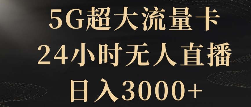 5G超大流量卡，24小时无人直播，日入3000+【揭秘】-副业宝典