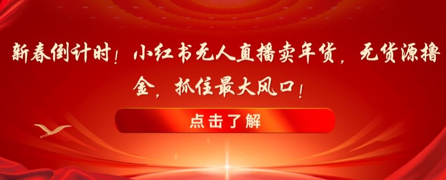 新春倒计时！小红书无人直播卖年货，无货源撸金，抓住最大风口【揭秘】-副业宝典