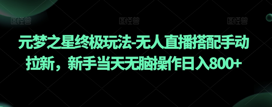 元梦之星终极玩法-无人直播搭配手动拉新，新手当天无脑操作日入800+【揭秘】-副业宝典