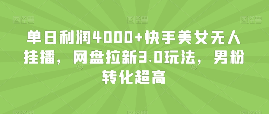 单日利润4000+快手美女无人挂播，网盘拉新3.0玩法，男粉转化超高【揭秘】-副业宝典