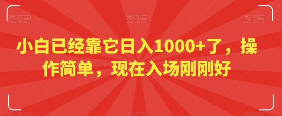 小白已经靠它日入1000+了，操作简单，现在入场刚刚好【揭秘】-副业宝典