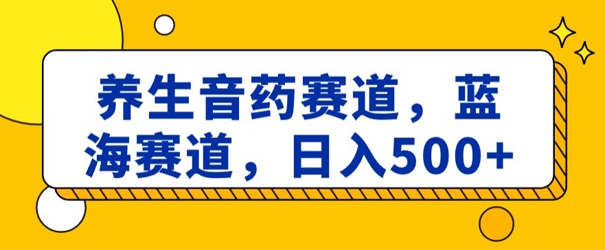 养生音药赛道，蓝海赛道，日入500+【揭秘】-副业宝典
