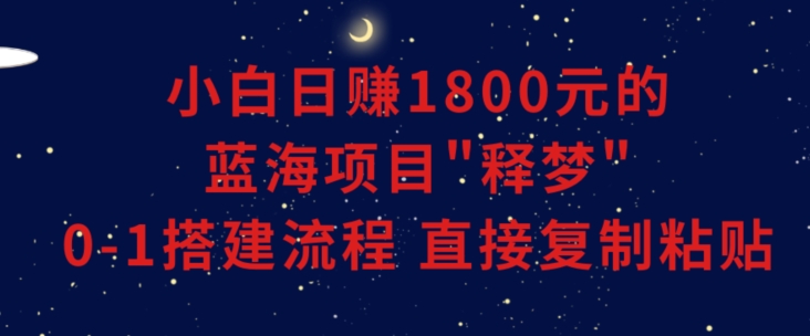 小白能日赚1800元的蓝海项目”释梦”0-1搭建流程可直接复制粘贴长期做【揭秘】-副业宝典