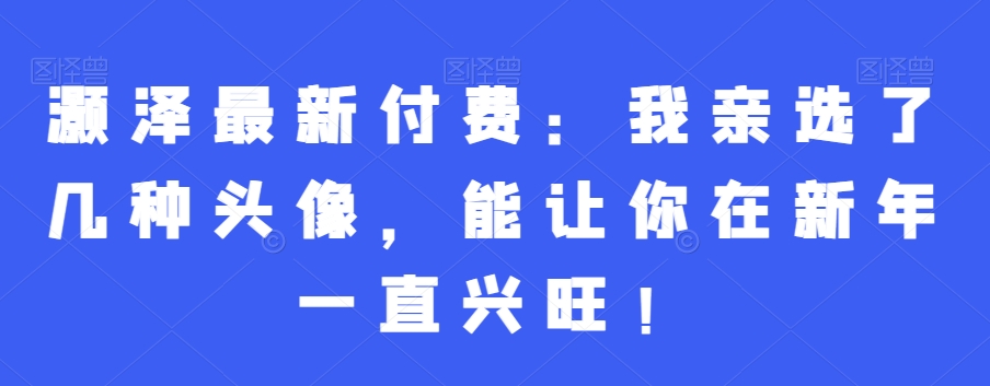 灏泽最新付费：我亲选了几种头像，能让你在新年一直兴旺！-副业宝典