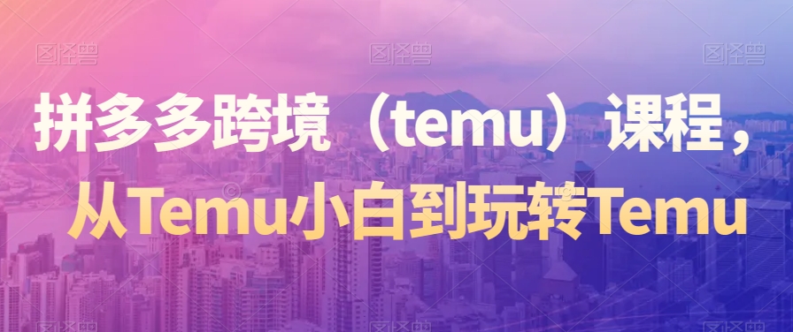 拼多多跨境（temu）课程，从Temu小白到玩转Temu-副业宝典