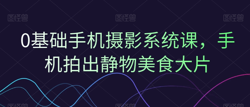 0基础手机摄影系统课，手机拍出静物美食大片-副业宝典