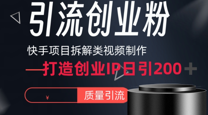 快手项目拆解类视频详细制作流程打造个人IP，单日引流200+高质量创业粉-副业宝典