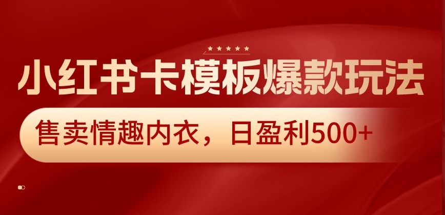 小红书卡模板爆款玩法，售卖情趣内衣，日盈利500+-副业宝典
