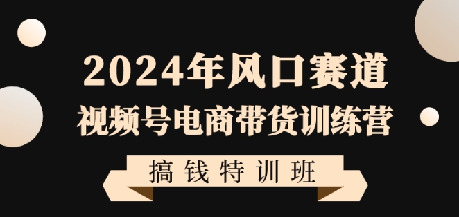 2024年风口赛道视频号电商带货训练营搞钱特训班，带领大家快速入局自媒体电商带货-副业宝典