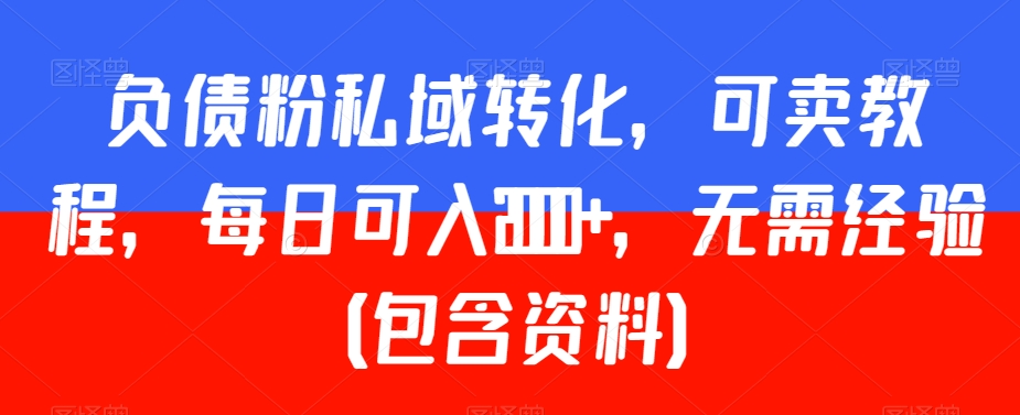 负债粉私域转化，可卖教程，每日可入2000+，无需经验（包含资料）-副业宝典
