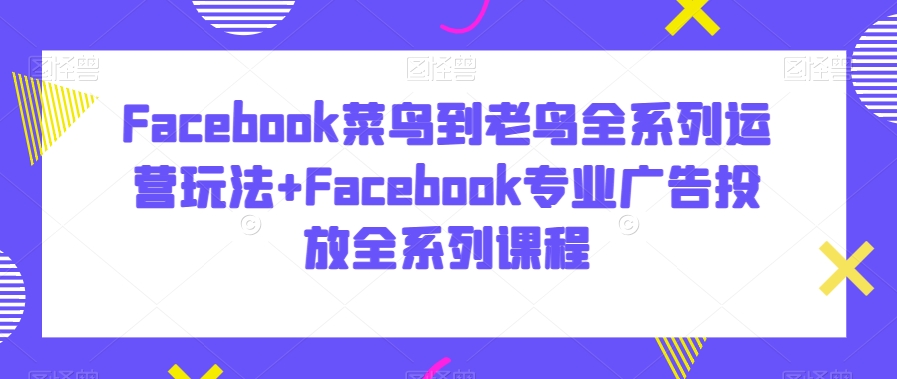 Facebook菜鸟到老鸟全系列运营玩法+Facebook专业广告投放全系列课程-副业宝典