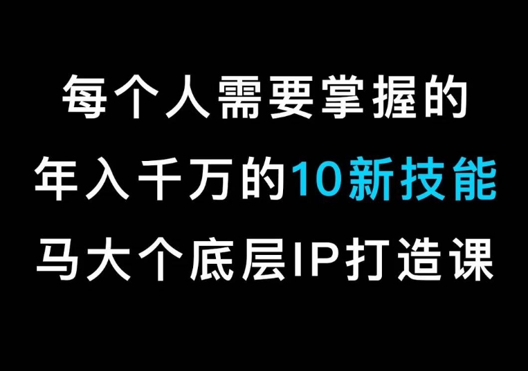 马大个的IP底层逻辑课，​每个人需要掌握的年入千万的10新技能，约会底层IP打造方法！-副业宝典