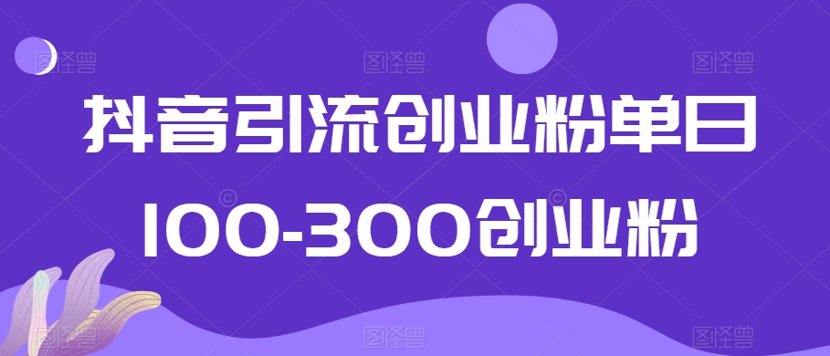抖音引流创业粉单日100-300创业粉-副业宝典