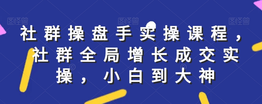 社群实操课程，社群全局增长成交实操，小白到大神-副业宝典