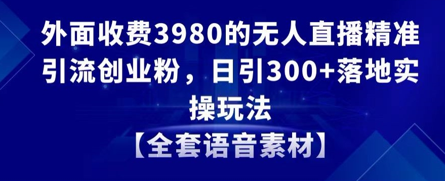 外面收费3980的无人直播精准引流创业粉，日引300+落地实操玩法【全套语音素材】-副业宝典