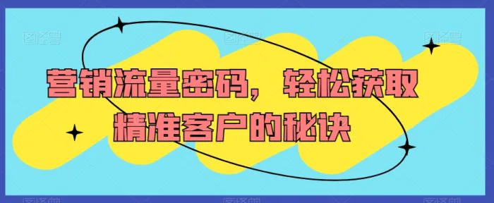 营销流量密码，轻松获取精准客户的秘诀-副业宝典