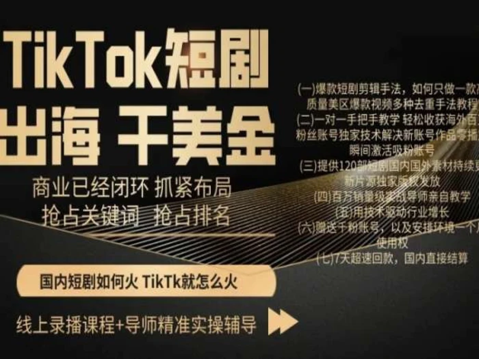 TikTok短剧出海干美金，商业已经闭环抓紧布局，抢占关键词抢占排名-副业宝典