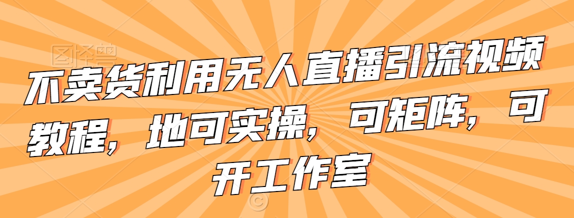 不卖货利用无人直播引流视频教程，地可实操，可矩阵，可开工作室-副业宝典