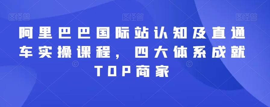阿里巴巴国际站认知及直通车实操课程，四大体系成就TOP商家-副业宝典