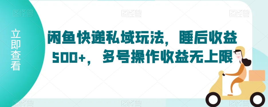 闲鱼快递私域玩法，睡后收益500+，多号操作收益无上限-副业宝典