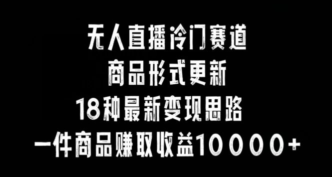 无人直播冷门赛道，商品形式更新，18种变现思路，一件商品赚取收益10000+-副业宝典