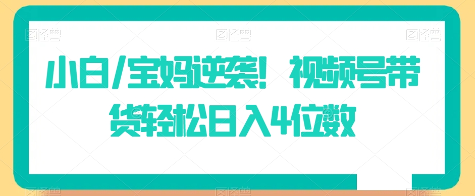 小白/宝妈逆袭！视频号带货轻松日入4位数-副业宝典