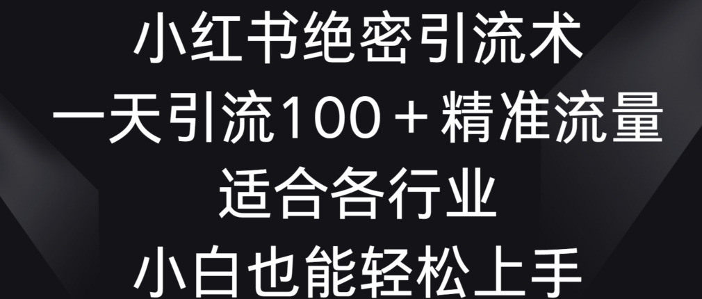 小红书绝密引流术，一天引流100+精准流量，适合各个行业，小白也能轻松上手-副业宝典