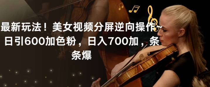 最新玩法！美女视频分屏逆向操作~日引600加色粉，日入700加，条条爆-副业宝典