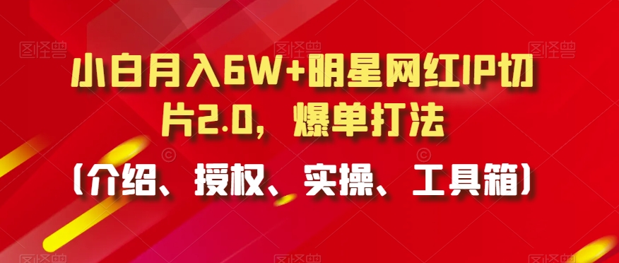 小白月入6W+明星网红IP切片2.0，爆单打法（介绍、授权、实操、工具箱）-副业宝典