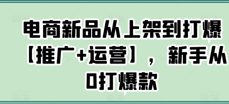 电商新品从上架到打爆【推广+运营】，新手从0打爆款-副业宝典