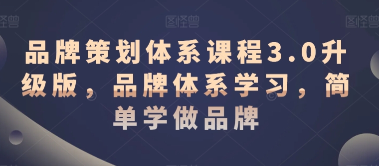 品牌策划体系课程3.0升级版，品牌体系学习，简单学做品牌-副业宝典