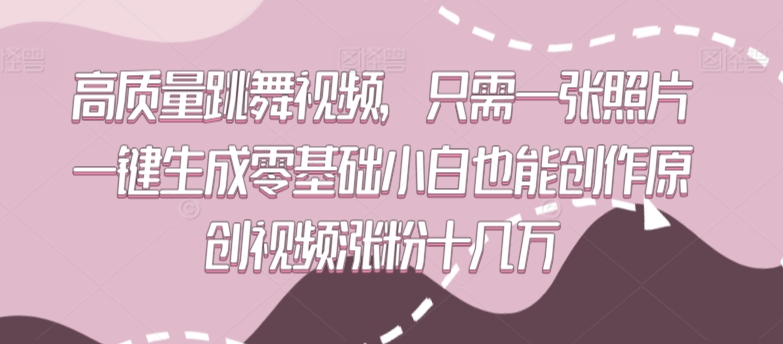 高质量跳舞视频，只需一张照片一键生成零基础小白也能创作原创视频涨粉十几万-副业宝典