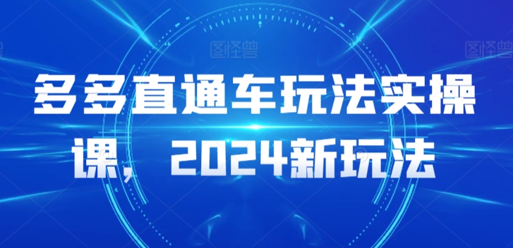 多多直通车玩法实操课，2024新玩法-副业宝典