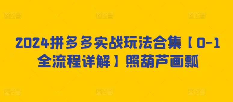 2024拼多多实战玩法合集【0-1全流程详解】照葫芦画瓢-副业宝典