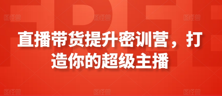 直播带货提升密训营，打造你的超级主播-副业宝典