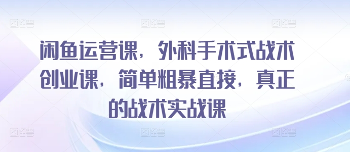 闲鱼运营课，外科手术式战术创业课，简单粗暴直接，真正的战术实战课-副业宝典