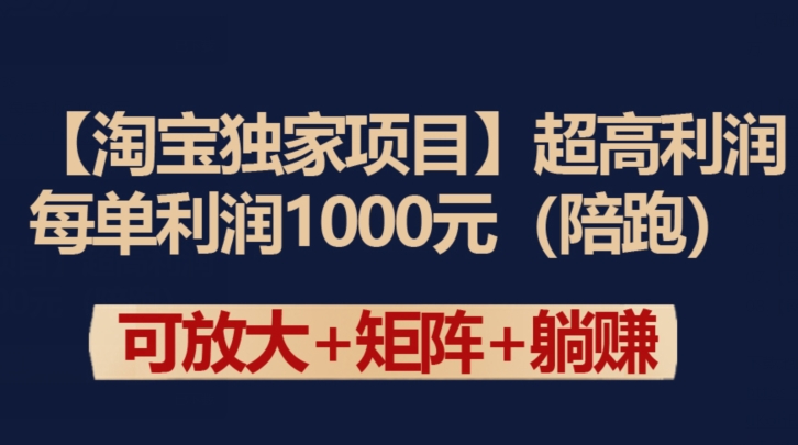 【淘宝独家项目】超高利润：每单利润1000元-副业宝典