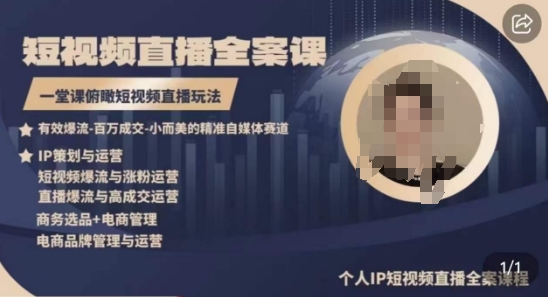 高品质IP短视频直播全案课程，一堂课俯瞰短视频直播玩法-副业宝典