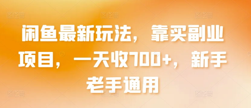 闲鱼最新玩法，靠买副业项目，一天收700+，新手老手通用-副业宝典
