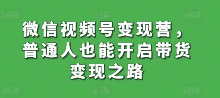 微信视频号变现营，普通人也能开启带货变现之路-副业宝典