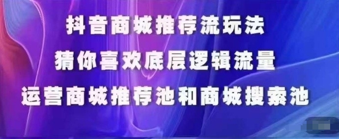 抖音商城运营课程，猜你喜欢入池商城搜索商城推荐人群标签覆盖-副业宝典