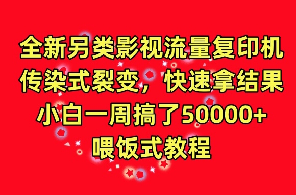 全新另类影视流量复印机，传染式裂变，快速拿结果，小白一周搞了50000+，喂饭式教程-副业宝典