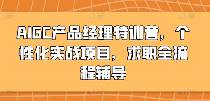 AIGC产品经理特训营，个性化实战项目，求职全流程辅导-副业宝典