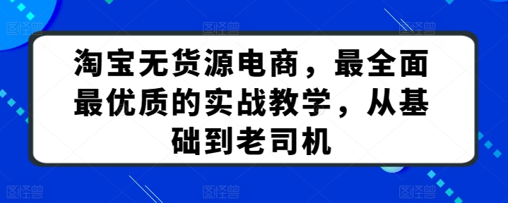 淘宝无货源电商，最全面最优质的实战教学，从基础到老司机-副业宝典