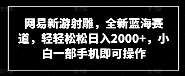 网易新游射雕，全新蓝海赛道，轻轻松松日入2000+，小白一部手机即可操作-副业宝典