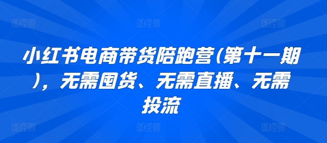 小红书电商带货陪跑营(第十一期)，无需囤货、无需直播、无需投流-副业宝典