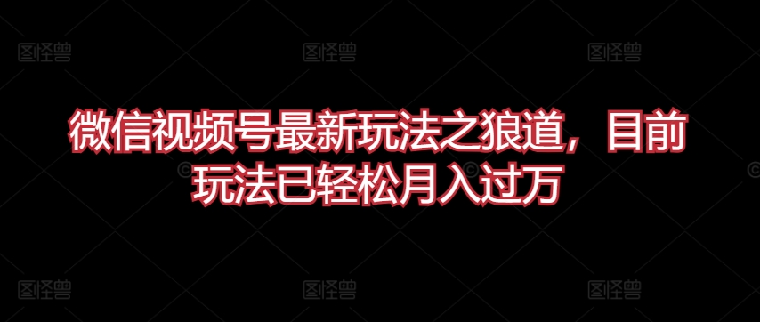微信视频号最新玩法之狼道，目前玩法已轻松月入过万-副业宝典