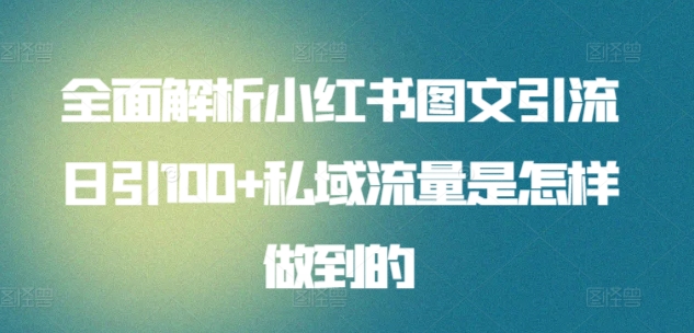 全面解析小红书图文引流日引100+私域流量是怎样做到的-副业宝典